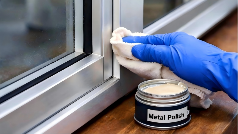 Clean Aluminum Window Frames polish with wax1