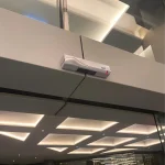 Intelligent glass door at the hotel entrance reaction