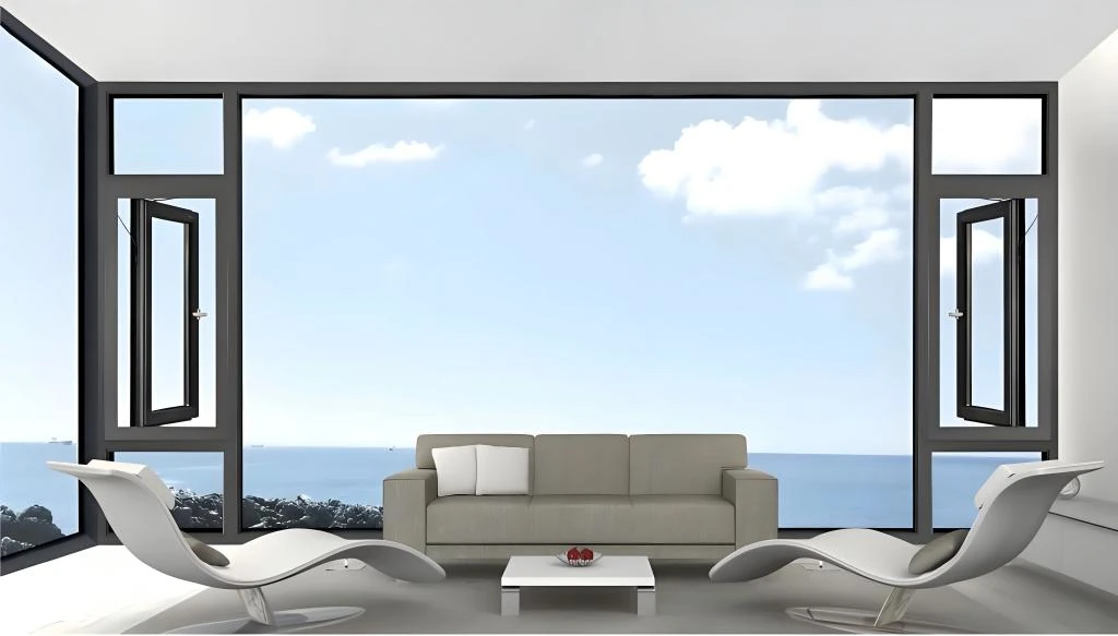 Large aluminum window glass