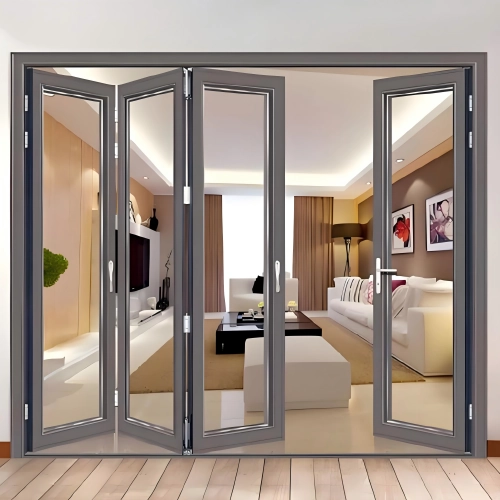 Rutao aluminum impact bifold doors fully opened connecting living room and patio