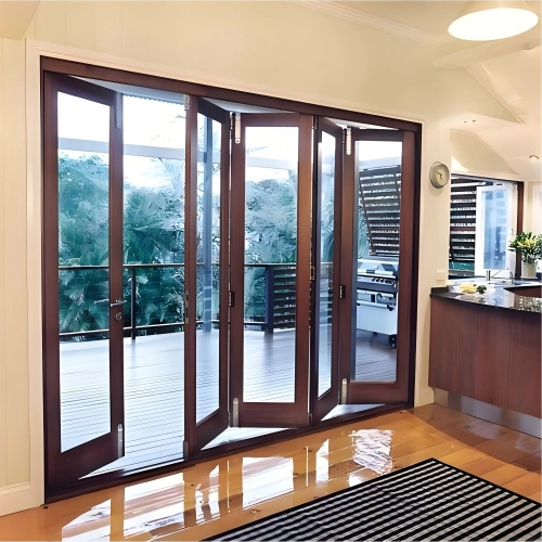 Rutao impact bifold doors with flush sill creating barrier free indoor outdoor transition