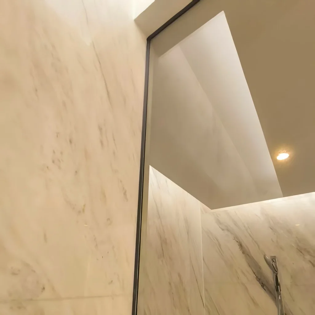 bathroom glass door corner