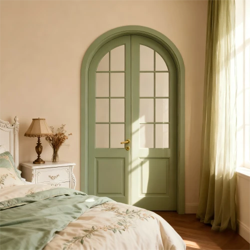French Wood Door with Glass bedroom