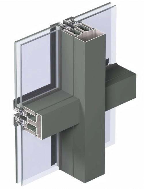 Aluminium Curtain Wall Modeling Material colored glass