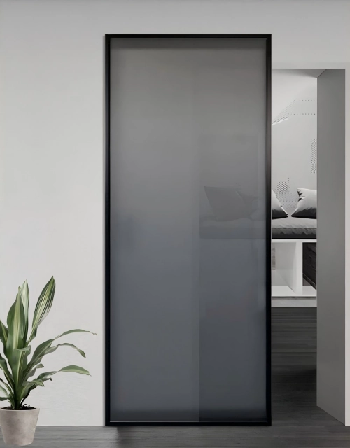 Cloakroom glass door black