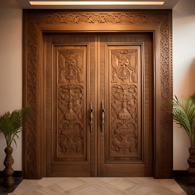teak wood carving doors double front door dark color
