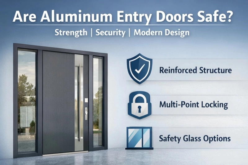 Aluminum Entry Doors Safe with glass
