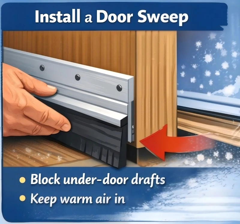 How to Insulate a Front Door for Winter,install a door sweep