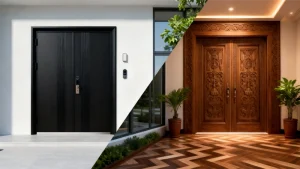 Teak Wood Entry Doors vs Aluminum Doors