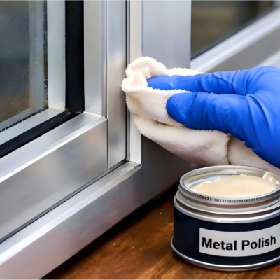 Clean Aluminum Window Frames polish with wax1